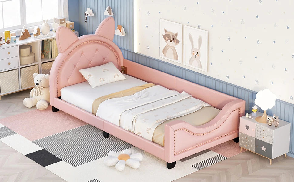Bed Frame, with House-Shaped Headboard for Boys Girls Kids Toddle, Children Beds