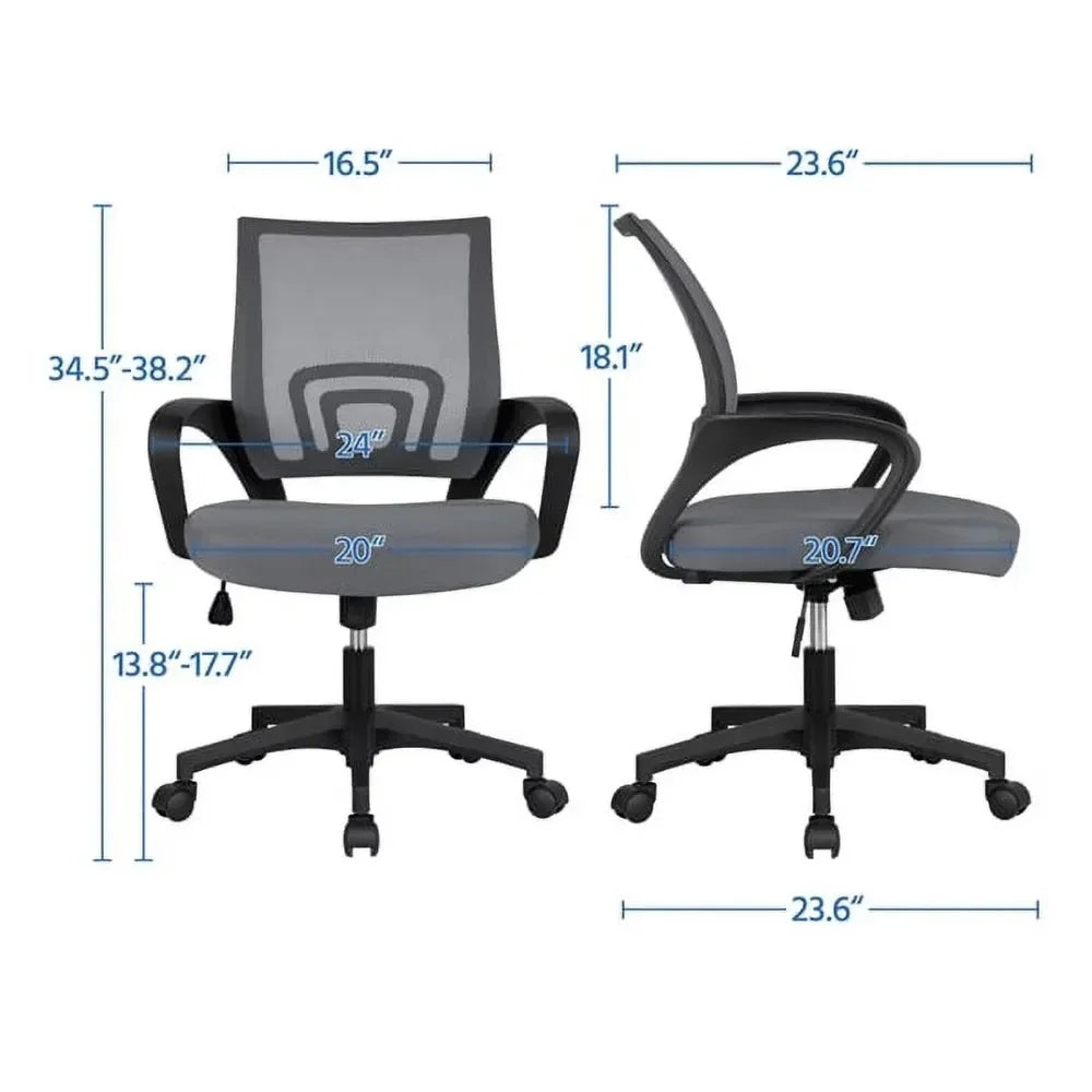 Adjustable Mid Back Mesh Swivel Office Chair With Armrests