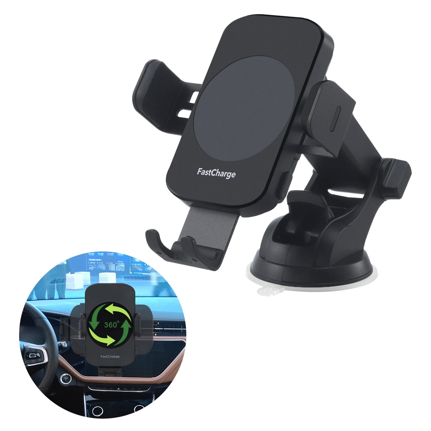 Wireless Car Charger, 15W Fast Charging Auto Clamping Car Charger, windshield