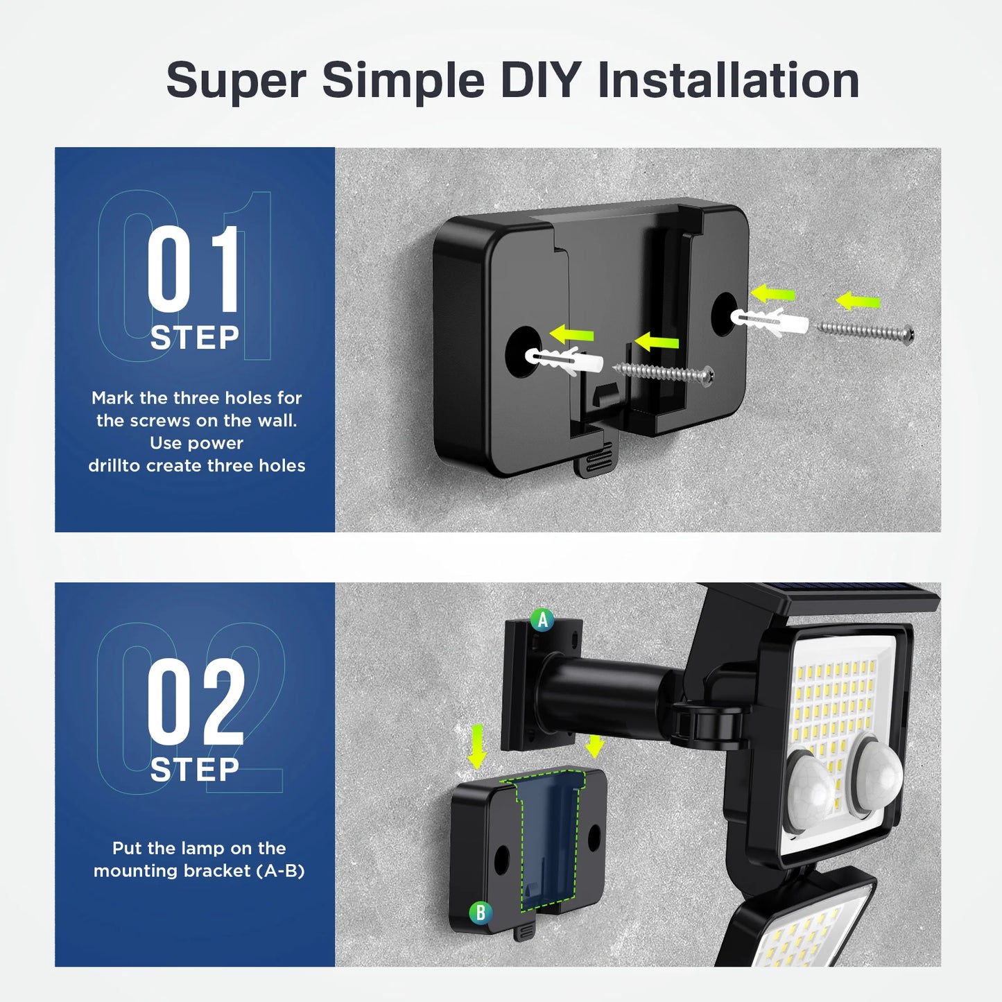 Solar Outdoor Lights - 3000LM 188 LED Motion Sensor Lights Solar