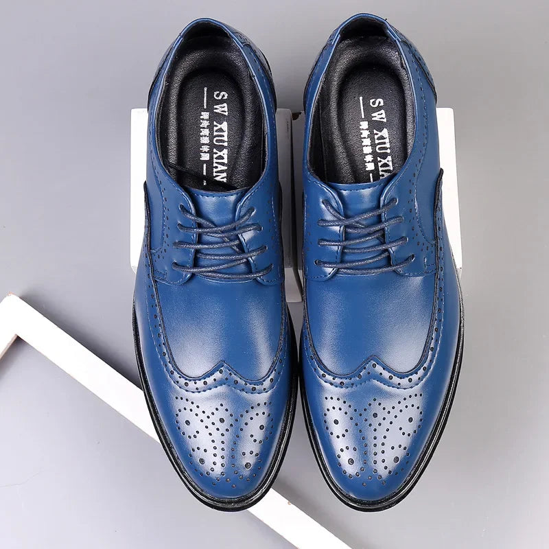 Oxford Shoes Genuine Calfskin Leather Brogue Dress Shoes Classic Business Formal
