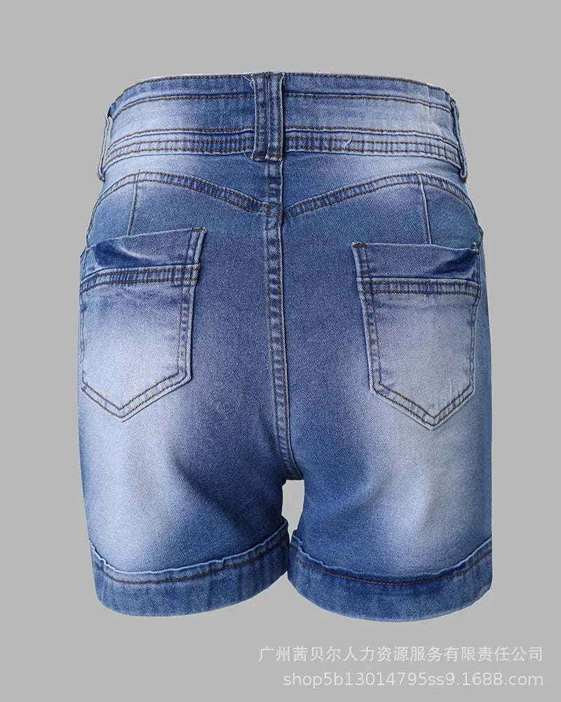 Fashion Women Jeans Spring Drawstring Tight Hip-lifting Denim Shorts for Women