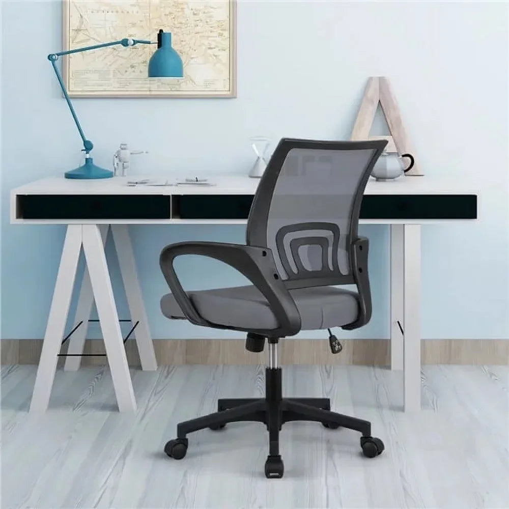 Adjustable Mid Back Mesh Swivel Office Chair With Armrests