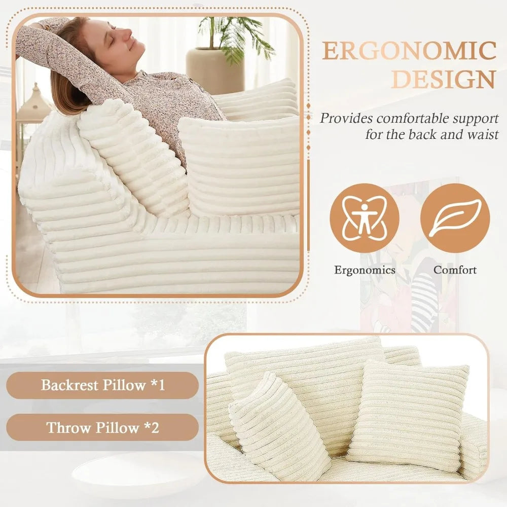 49.2" Oversized Chaise Lounge Chair,Corduroy Fabric Single Sofa Chair