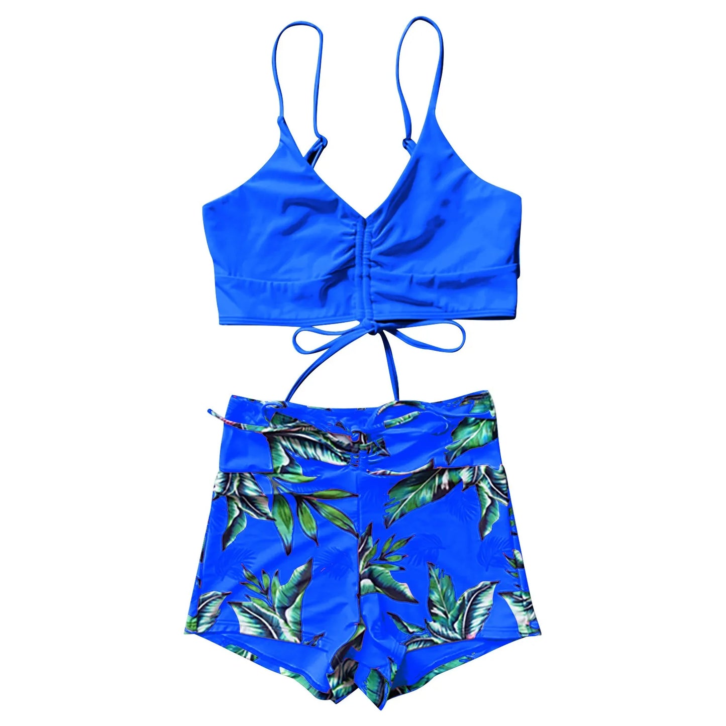 Women Swimwear 2 Pieces Plant Print Bathers Bathing Swim