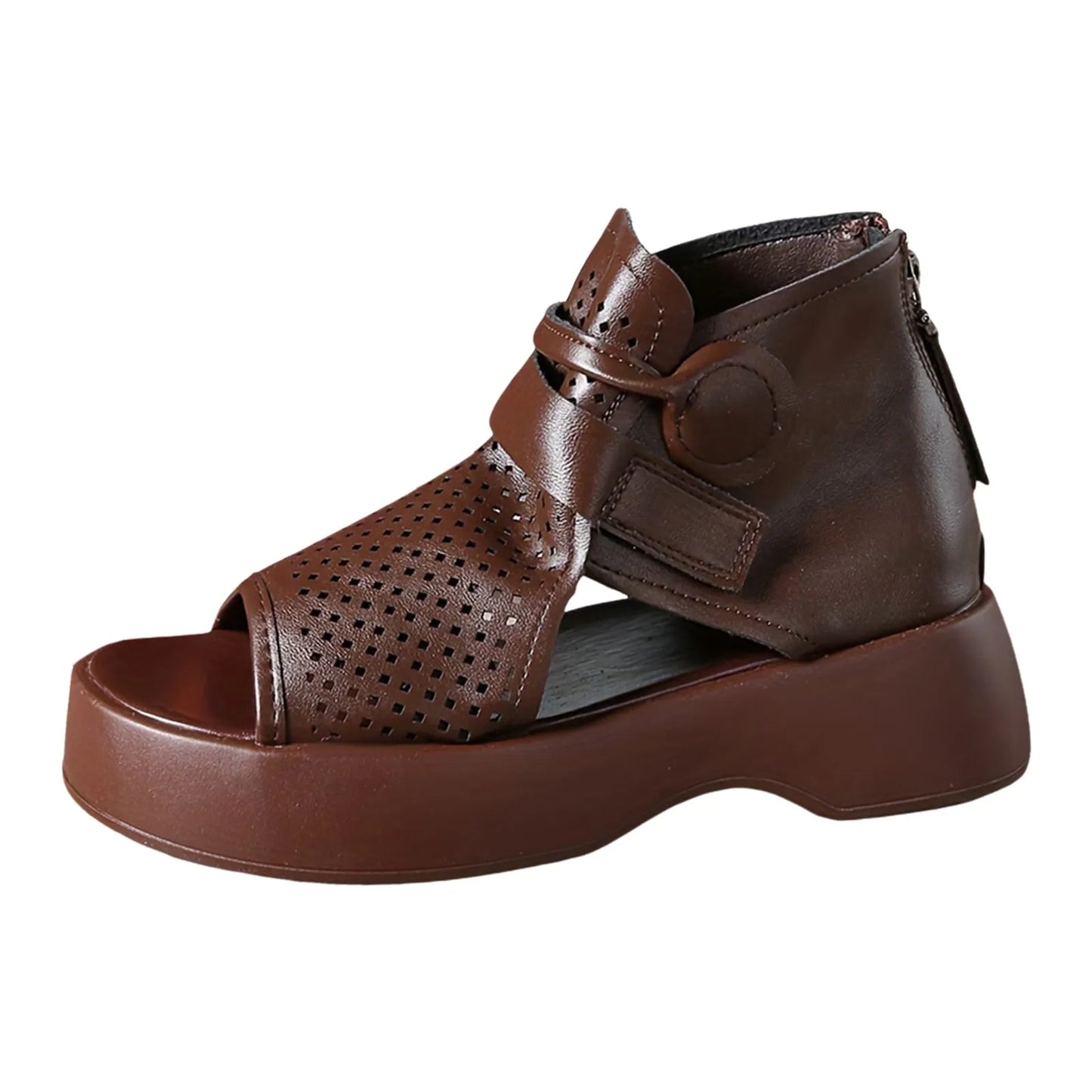 Women'S Leather Upper Plus Size Sandals Open Toe Roman Thick Sole Flat