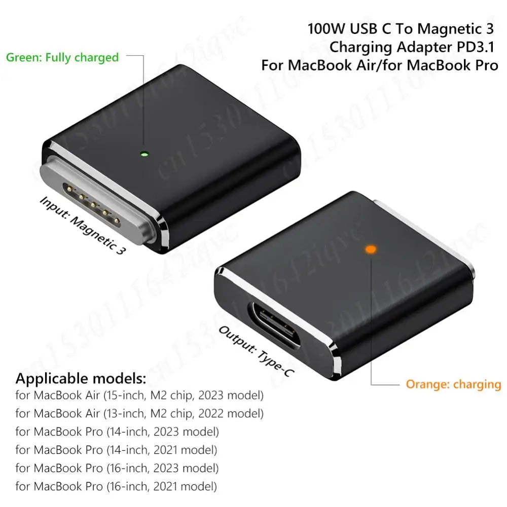100W USB Type C to for Magsafe 3 Magnetic Charger Charging Adapter PD3. MacBook Air/Pro