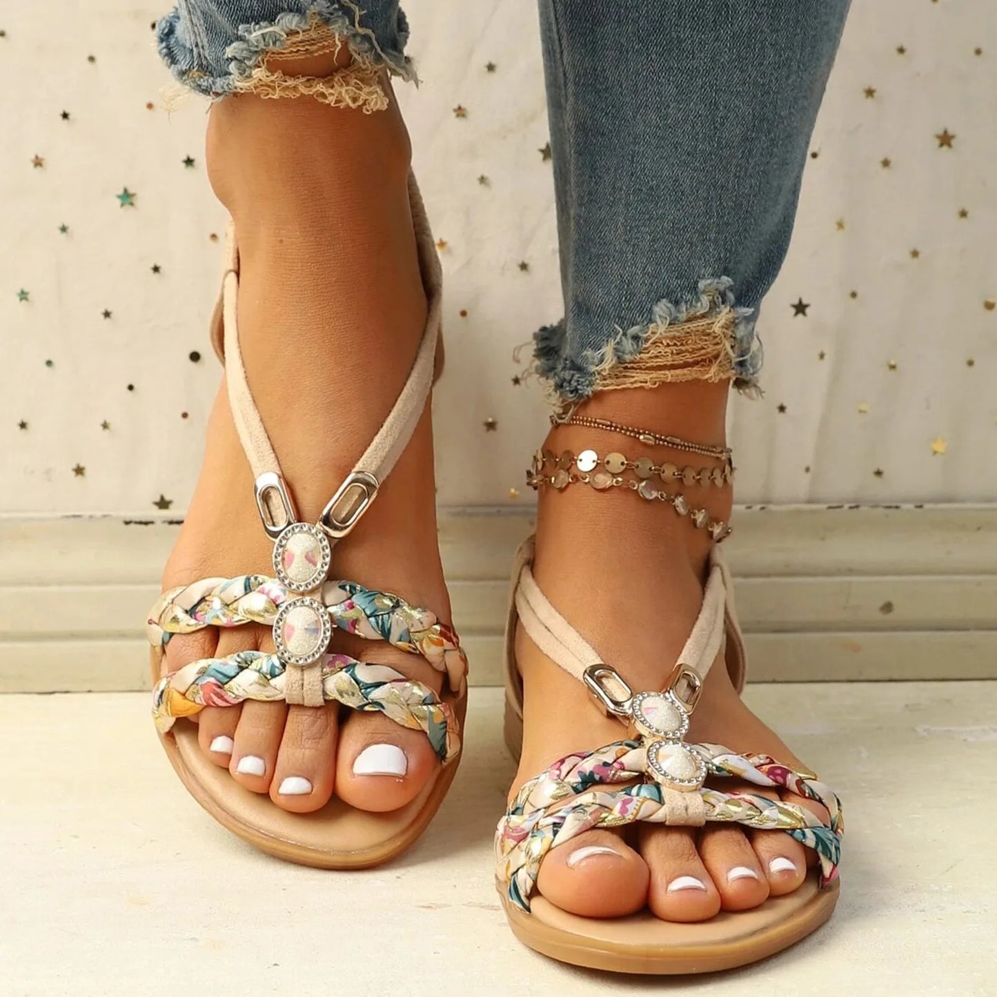 Summer Women Shoes Soft Sole Wedge Sandals Boho Fashion Beach Flip Flops
