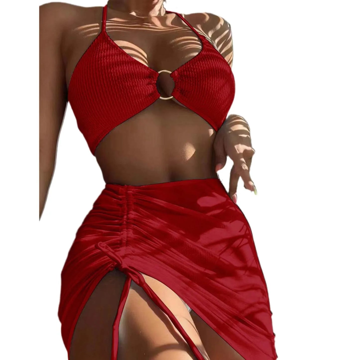 Women Matching Swimsuits Women's 3 Piece Bathing Suits Ring Bikini