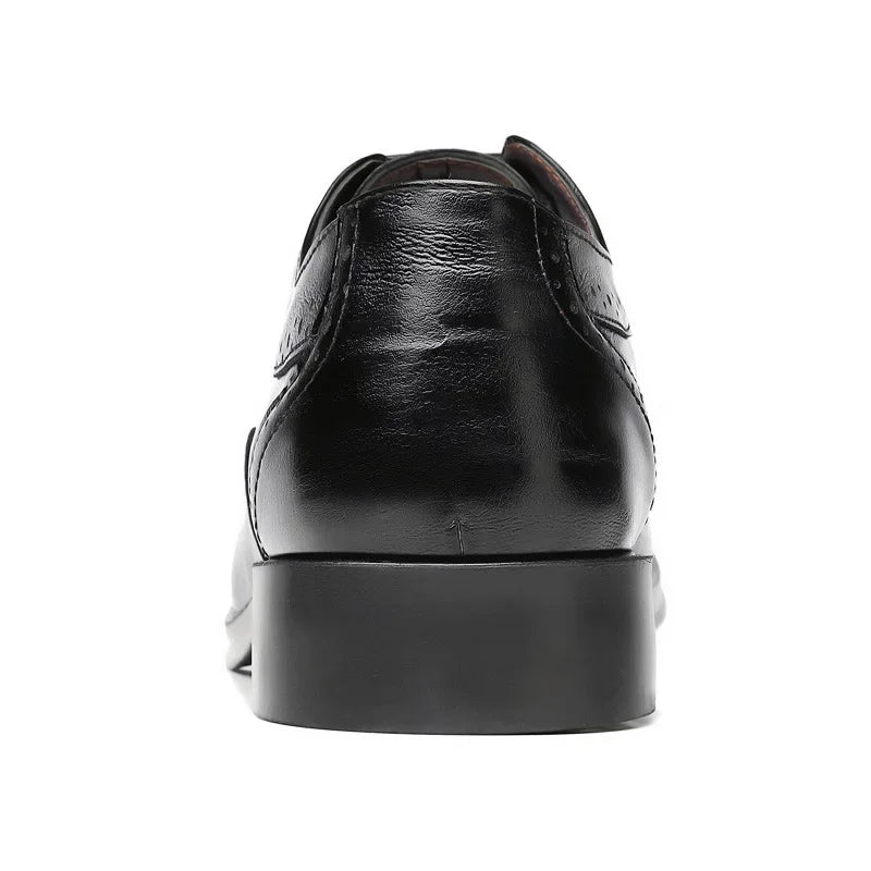Oxford Shoes Genuine Calfskin Leather Brogue Dress Shoes Classic Business Formal