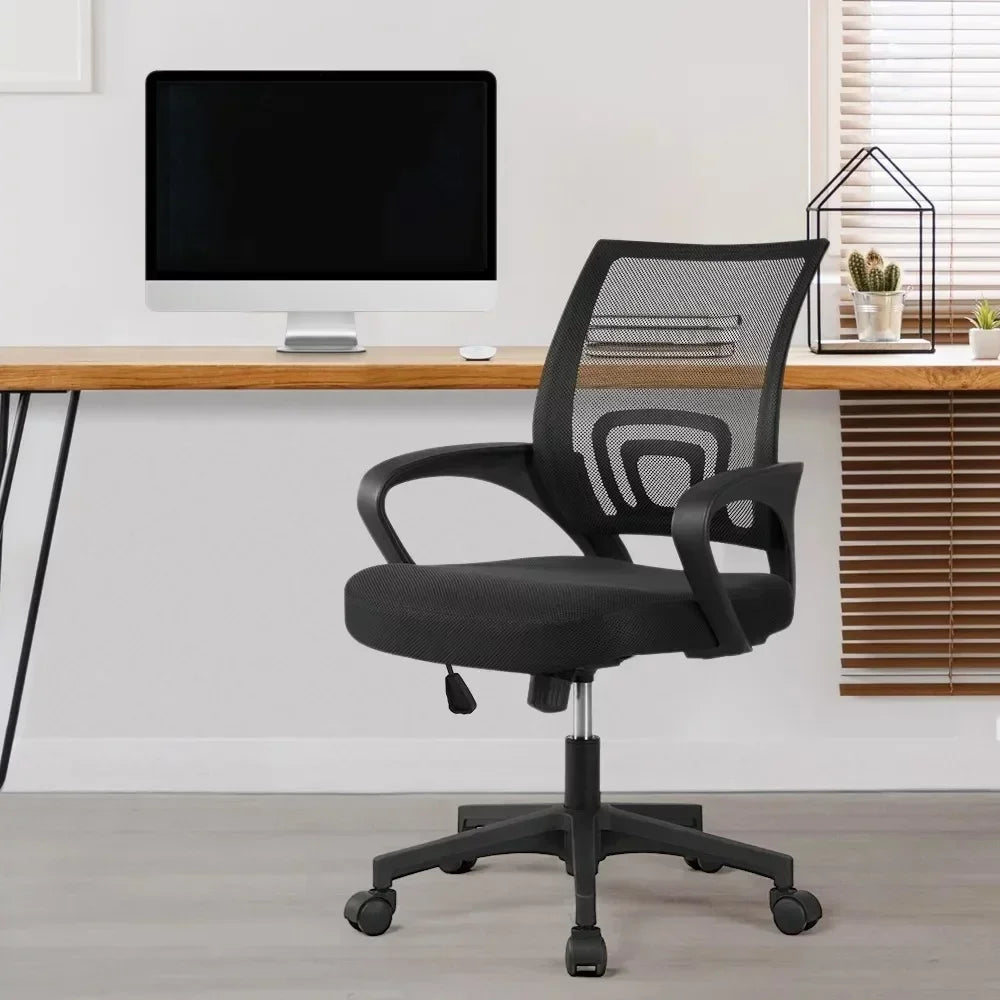Adjustable Mid Back Mesh Swivel Office Chair With Armrests