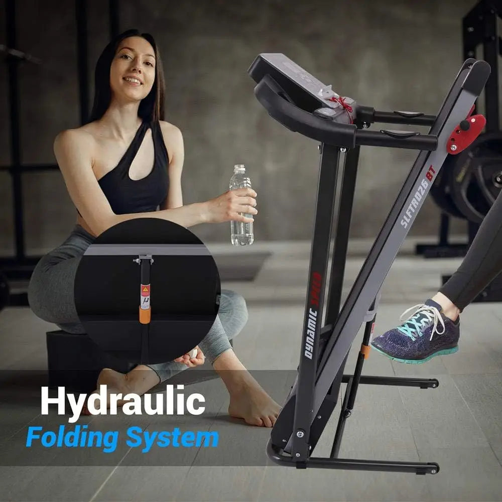 Folding Treadmill Exercise Machine - Smart Compact Digital Fitness Treadmill Workout Trainer w/Bluetooth