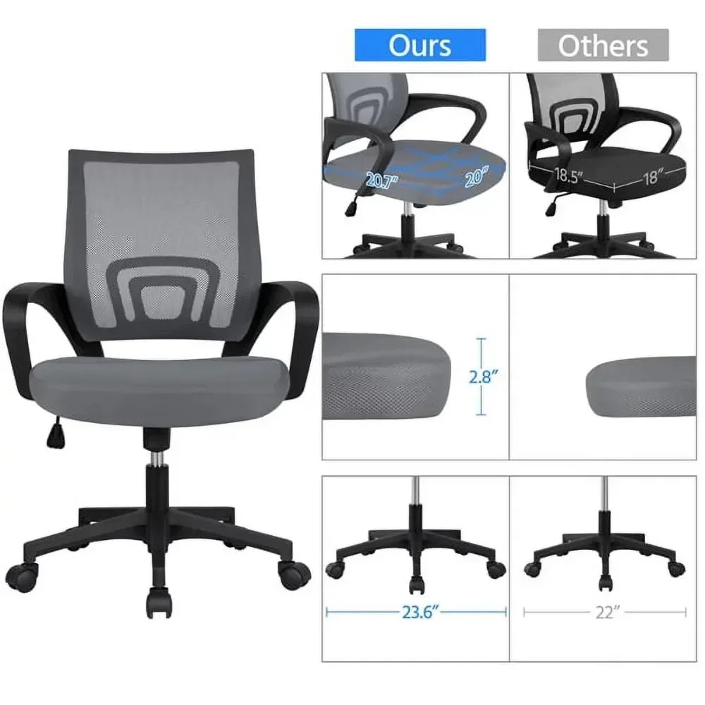 Adjustable Mid Back Mesh Swivel Office Chair With Armrests