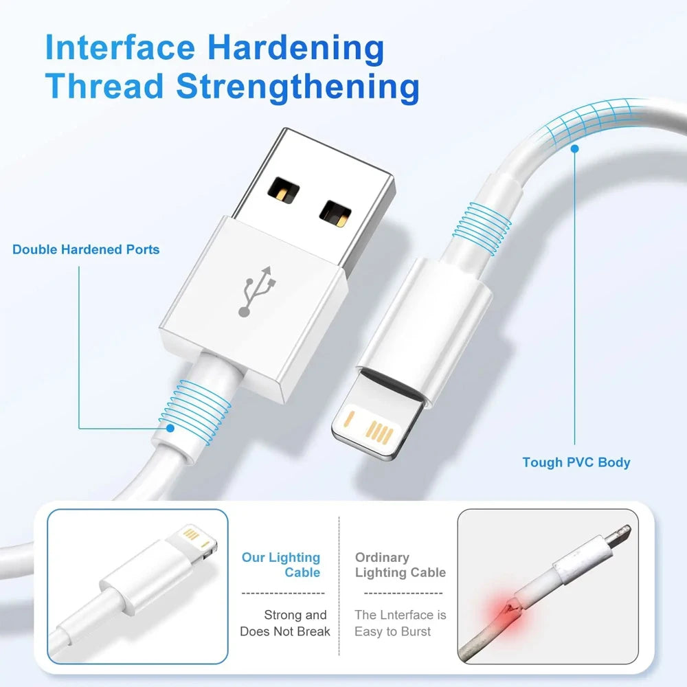 5Packs 10FT Long Lightning Charging Cable For iPhone 14 13 12 11 Pro