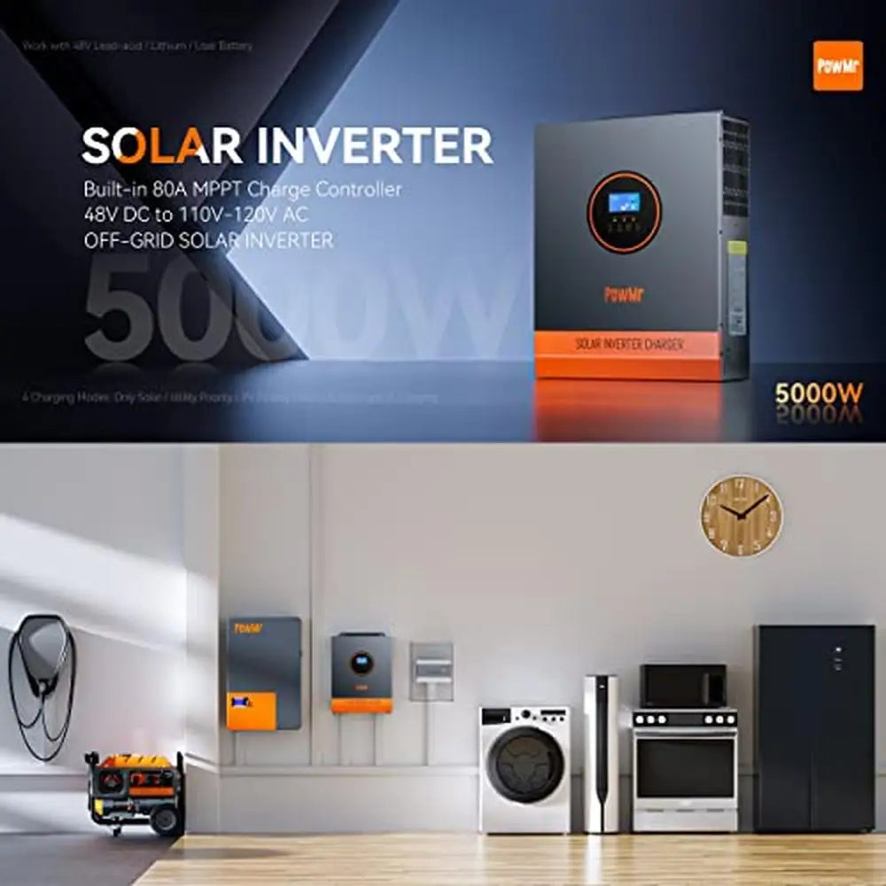 5000W Hybrid Solar Inverter Charger 48V DC 110V AC MPPT Controller LCD Display