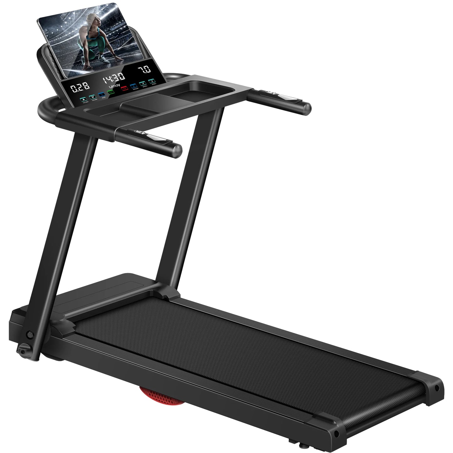 3.0HP Brushless Foldable Home Treadmill | 300LB Capacity | HR Monitor & Dual Shock