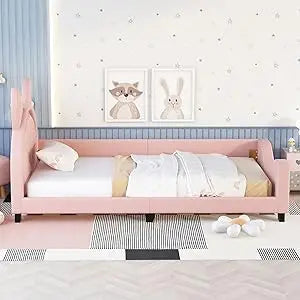 Bed Frame, with House-Shaped Headboard for Boys Girls Kids Toddle, Children Beds