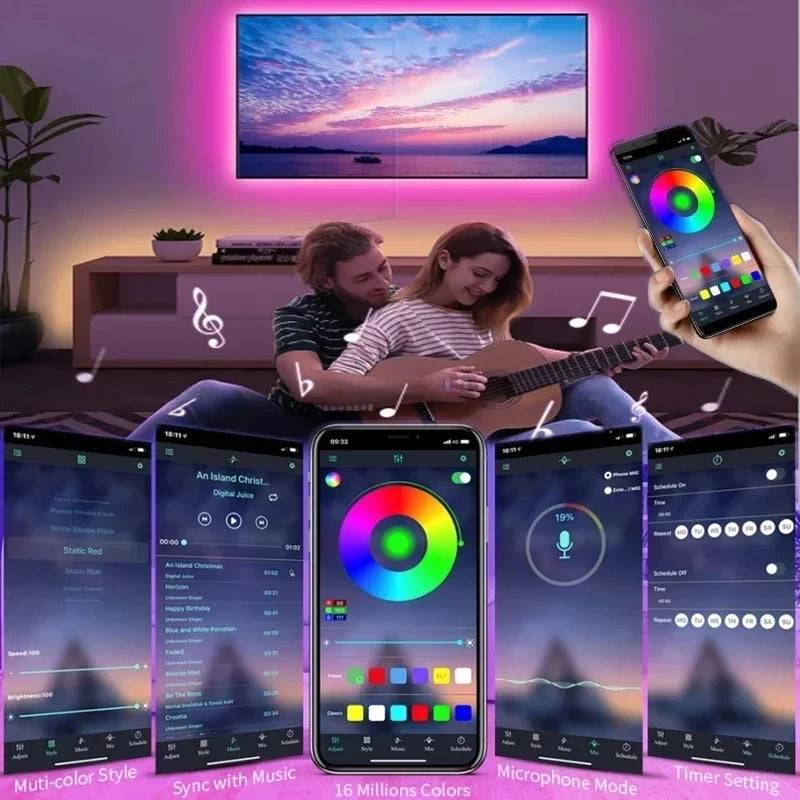 USB LED Strip Lights APP Control Color Changing 5050 RGB Led Light Flexible