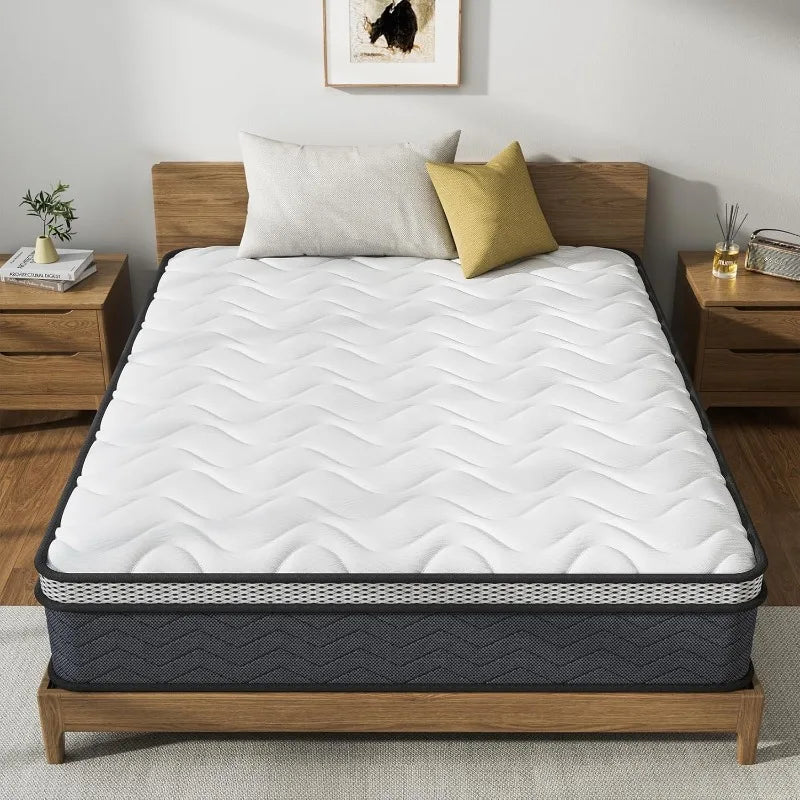 12 Inch Plush Mattress Foam Spring Mattress, Full Size Mattress Bed in a Box with Pressure