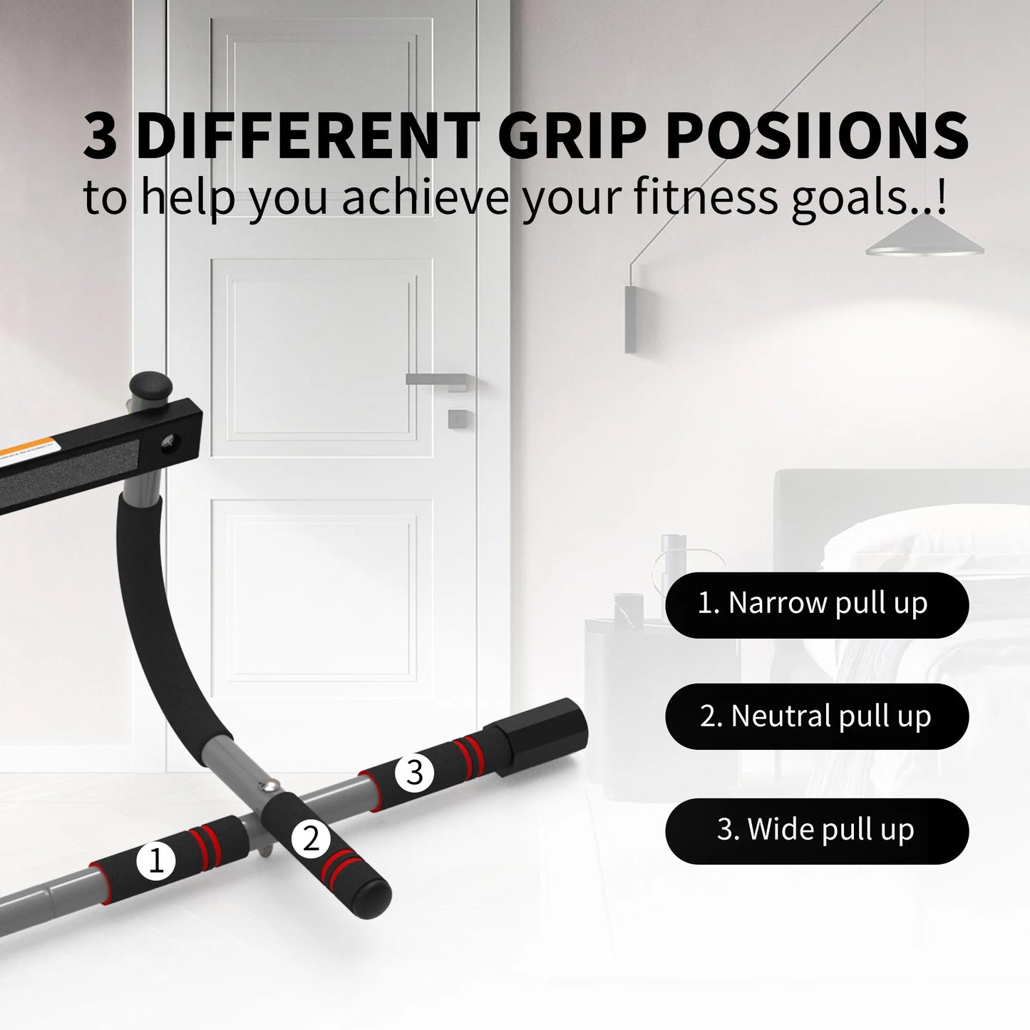 leikefitness Pull-Up Bar For Door Frame Adjustable Portable