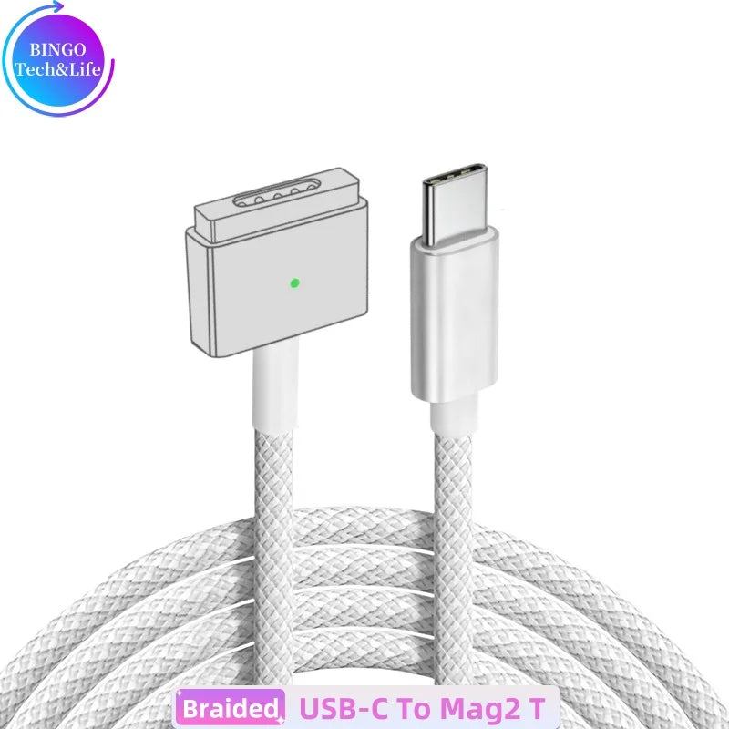 PD Fast Charging Cable For MacBook Air/Pro Series Type-C to Magsafe 2 T-Head Power Cord Magnetic
