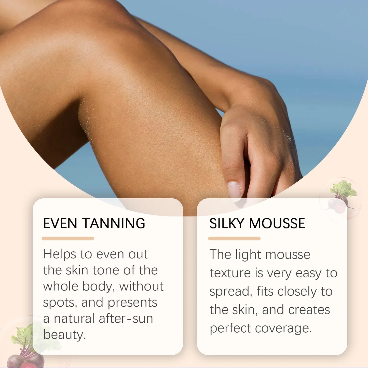 Summer Self-tanning Mousse Helps Natural Tan Wheat-colored Bronze Skin Dark