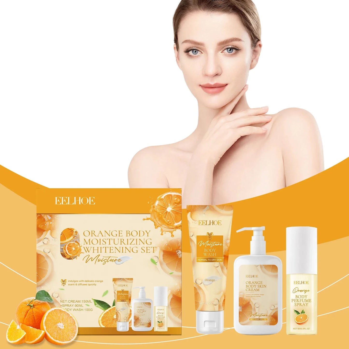 Orange Body Fragrance Gift Box Niacinamide Whitening Skincare Set Deep Nourishing