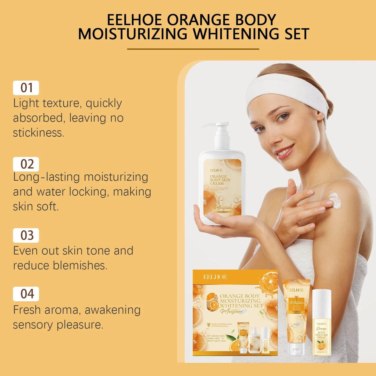 Orange Body Fragrance Gift Box Niacinamide Whitening Skincare Set Deep Nourishing