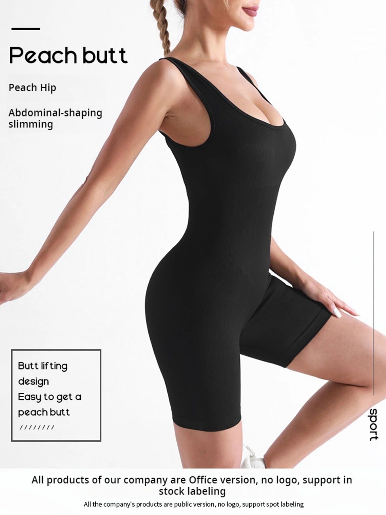 Threaded Jumpsuit Shorts Seamless Elastic Sportswear Fitness