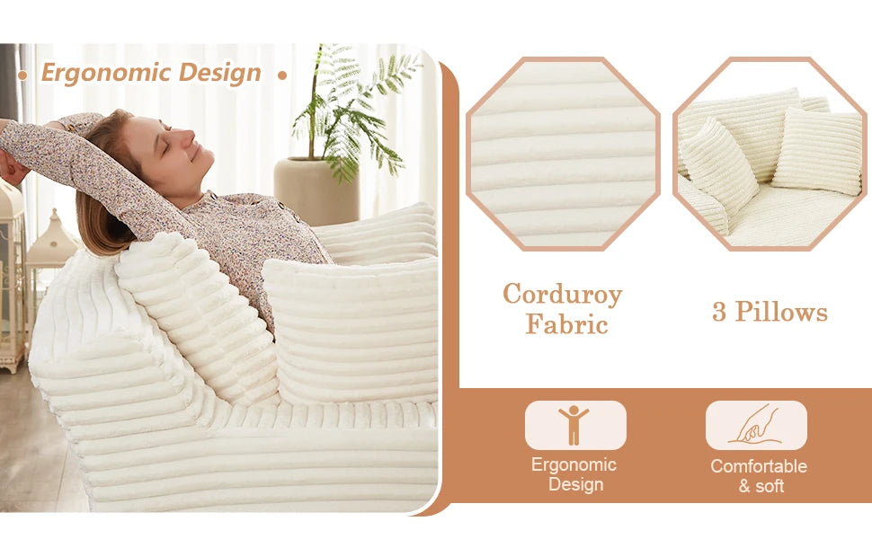 49.2" Oversized Chaise Lounge Chair,Corduroy Fabric Single Sofa Chair