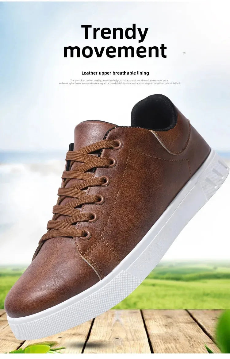 New Spring Autumn Men's Casual Shoes Breathable Korean Comfort Lightweight Leather