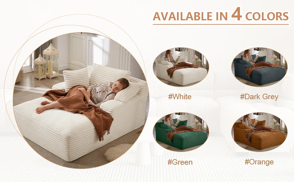 49.2" Oversized Chaise Lounge Chair,Corduroy Fabric Single Sofa Chair