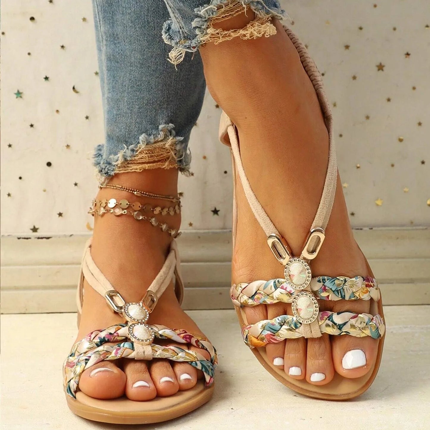 Summer Women Shoes Soft Sole Wedge Sandals Boho Fashion Beach Flip Flops