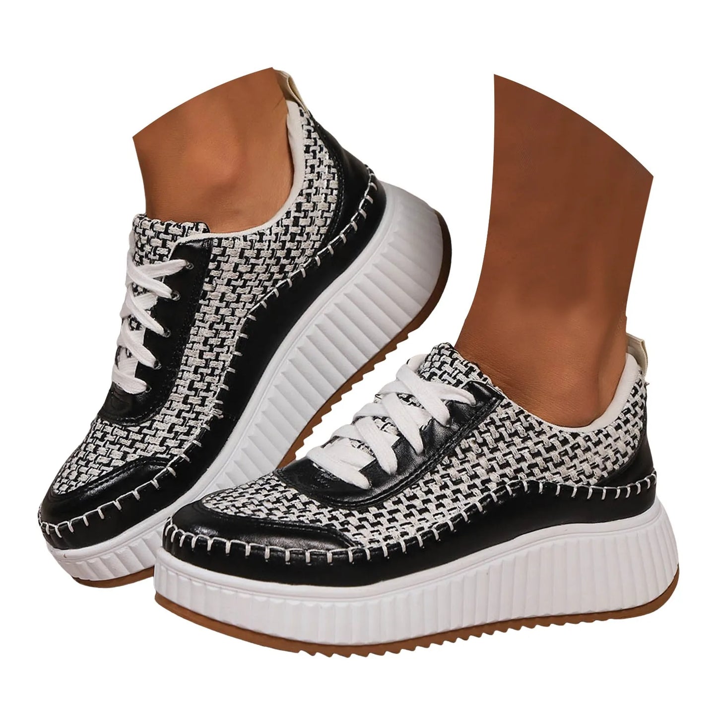 Women'S Thick Bottom Shoes Fashion Lacing Board Soft Bottom Flat Sports