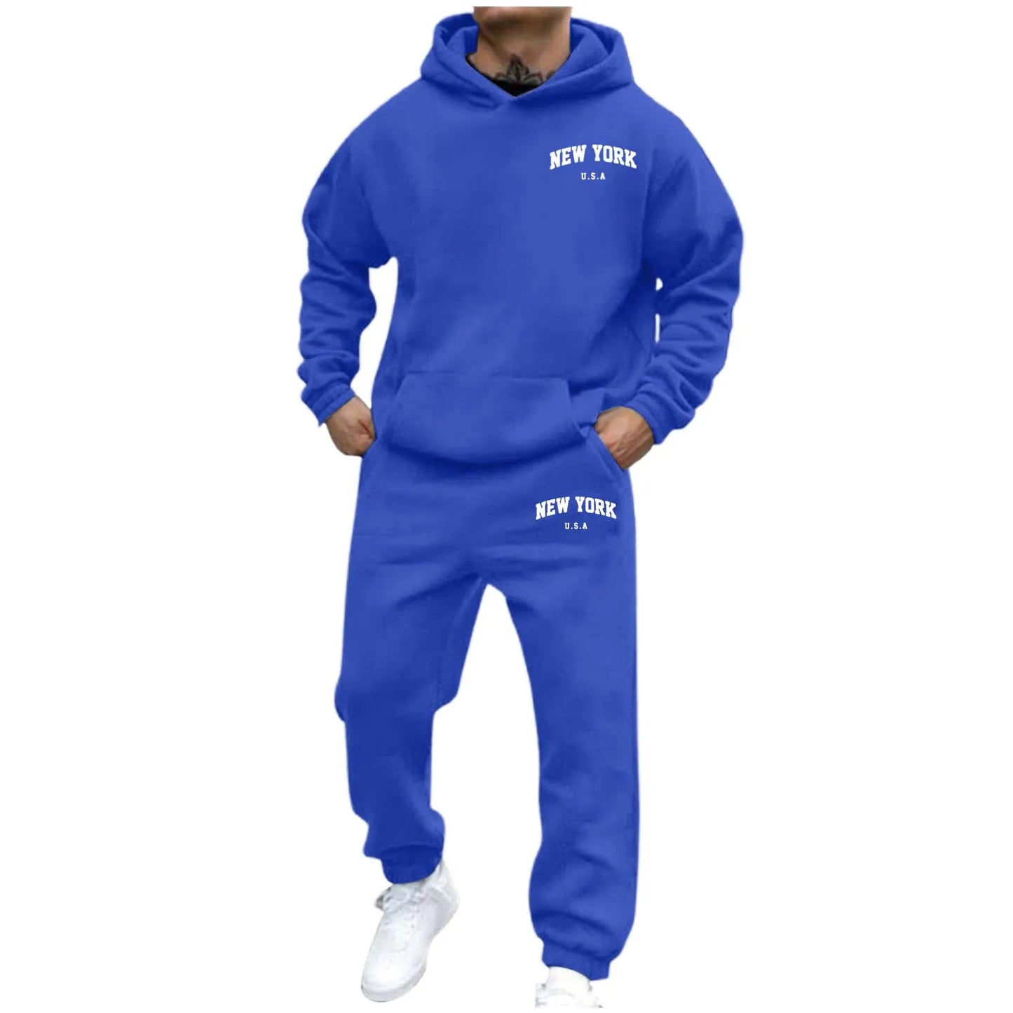 Two Piece Set Printed Oversized Hoodie Men Sweatshirts Hip Hop