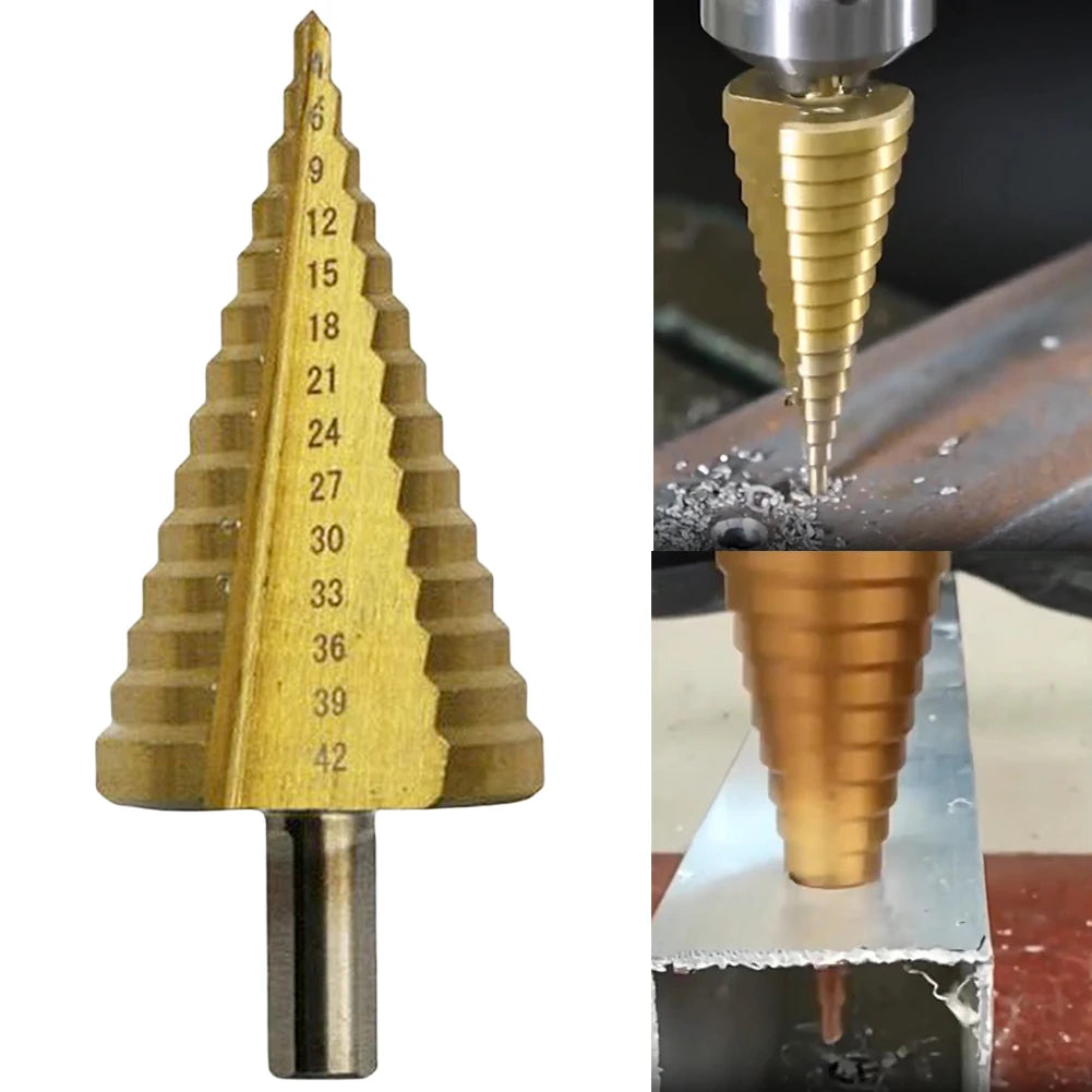 1Pcs 4-42 Mm Titanium Coated Step Drill Bit HSS Wood Metal High Speed