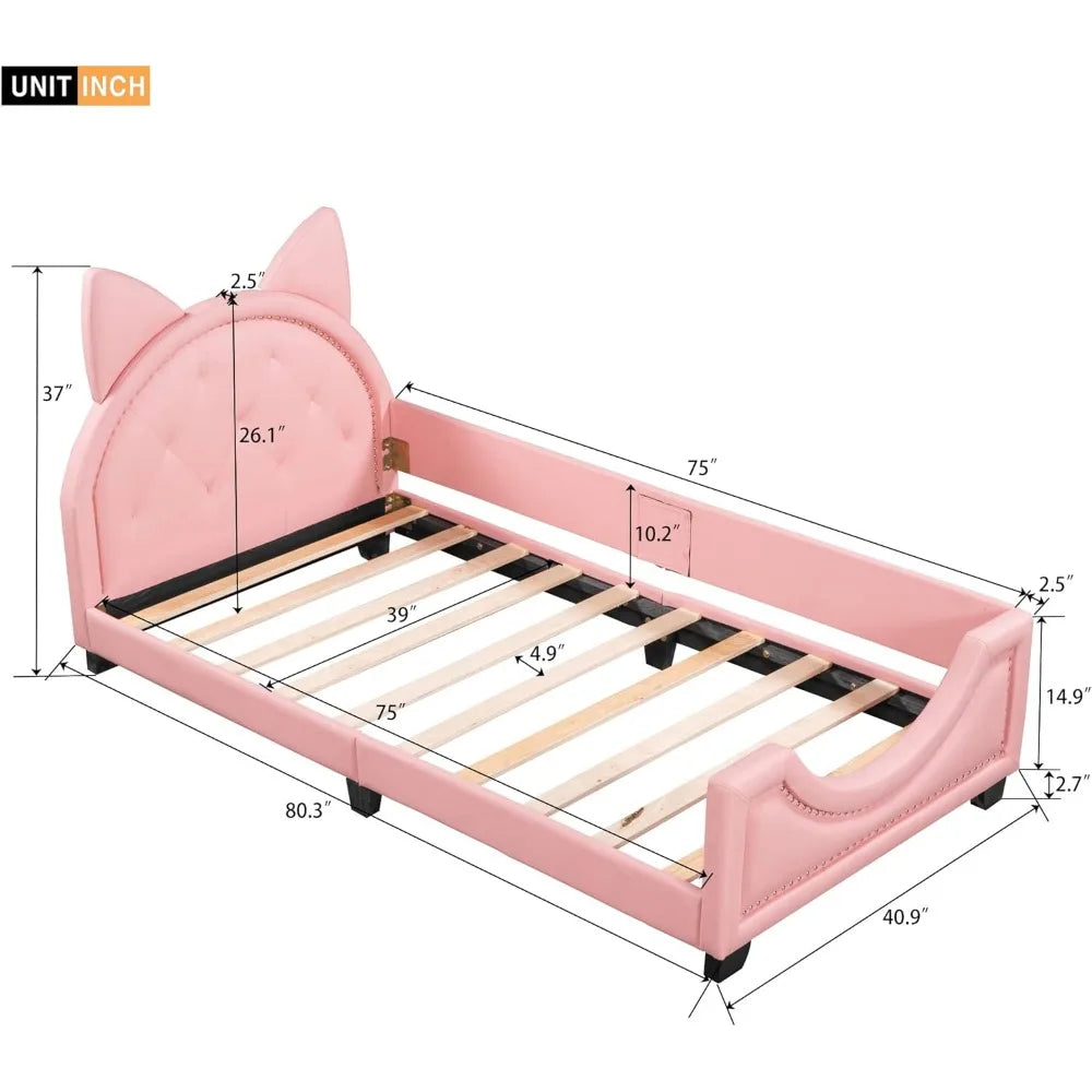 Bed Frame, with House-Shaped Headboard for Boys Girls Kids Toddle, Children Beds