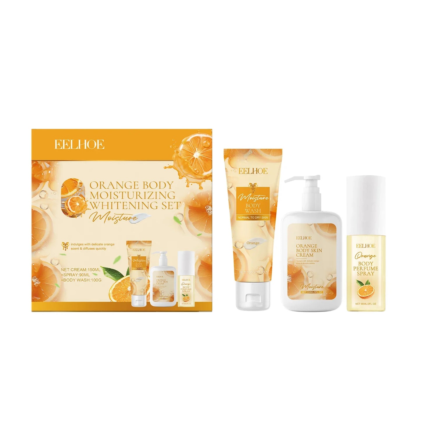 Orange Body Fragrance Gift Box Niacinamide Whitening Skincare Set Deep Nourishing