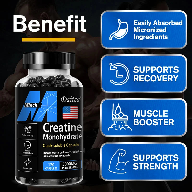 Creatine Monohydrate 3000 Mg, Easy To Absorb, Supports Strength, Muscle