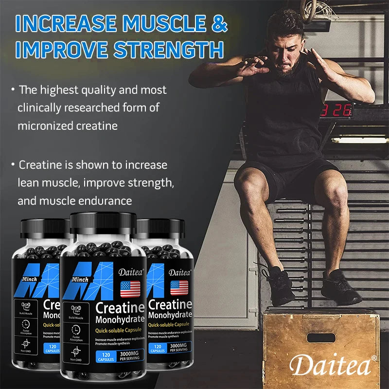 Creatine Monohydrate 3000 Mg, Easy To Absorb, Supports Strength, Muscle