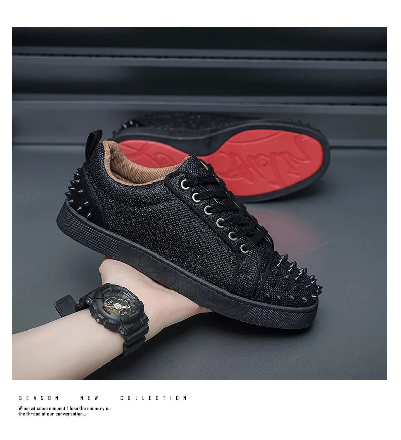 Sneakers Casual Men Designer Rivet Punk Board Shoes Fashion Leather Canvas Breathable