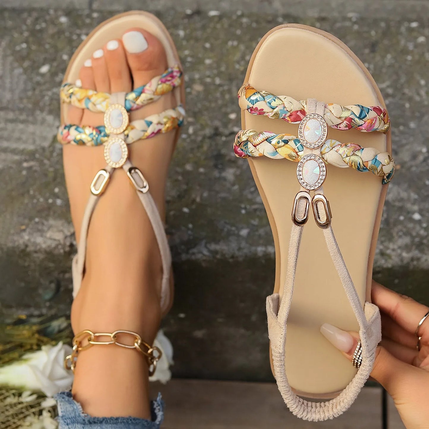 Summer Women Shoes Soft Sole Wedge Sandals Boho Fashion Beach Flip Flops