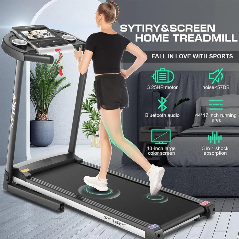 Treadmills with TV Screen and WiFi, Smart Folding Treadmill Machine, 3D Virtual Sports Scene
