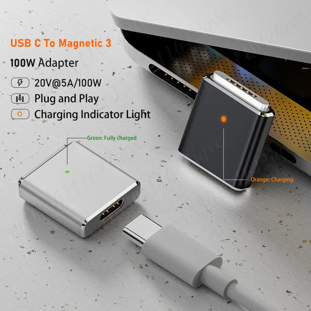 100W USB Type C to for Magsafe 3 Magnetic Charger Charging Adapter PD3. MacBook Air/Pro
