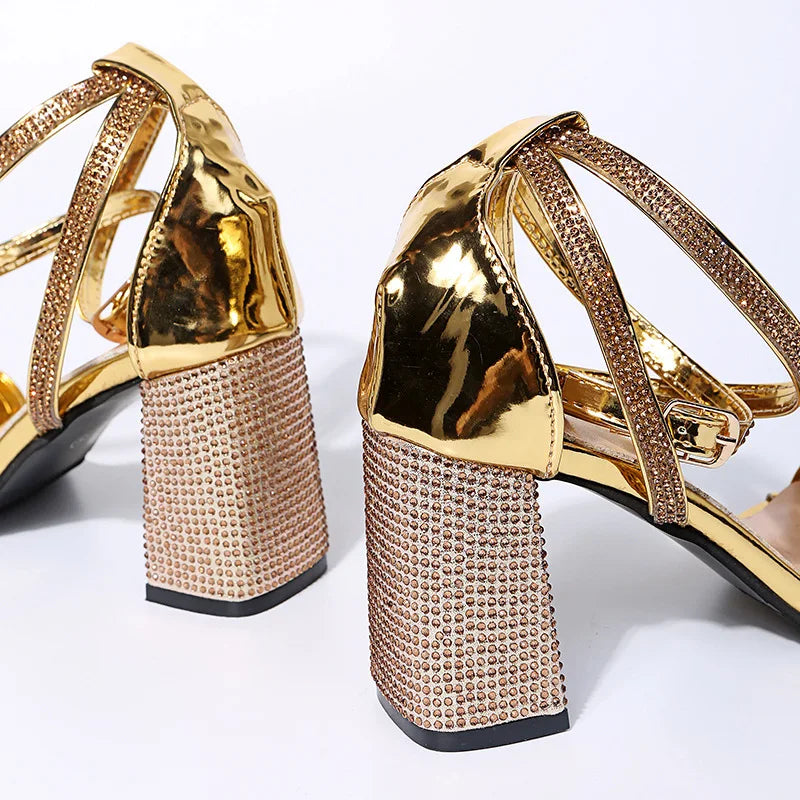 Heel Sandals Women Rhinestone Sexy Transparent High Heels Sandals Female