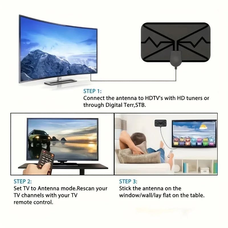 1pc TV antenna, portable HD antenna, digital antenna, indoor antenna, support 4K,
