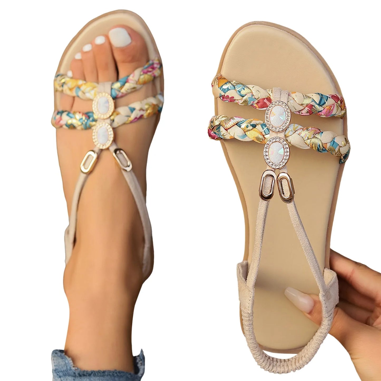 Summer Women Shoes Soft Sole Wedge Sandals Boho Fashion Beach Flip Flops