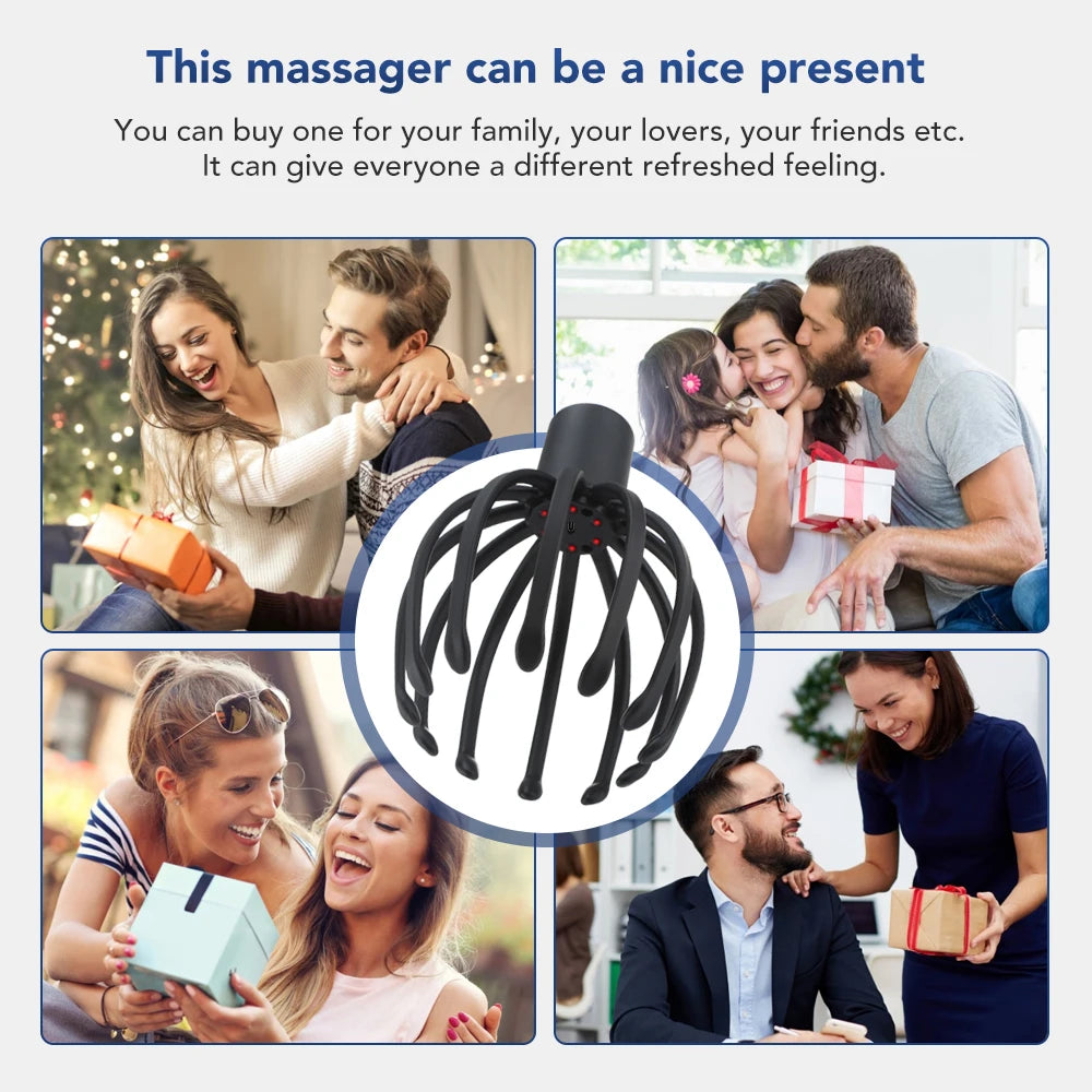 Electric Octopus Claw Scalp Massager Stress Relief Therapeutic Head Scratcher