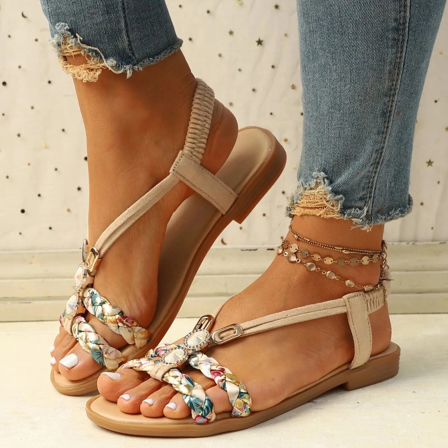 Summer Women Shoes Soft Sole Wedge Sandals Boho Fashion Beach Flip Flops