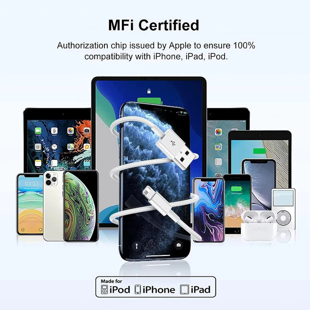 5Packs 10FT Long Lightning Charging Cable For iPhone 14 13 12 11 Pro